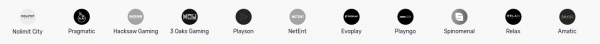 Блок провайдерів ігор на сайті Фонтан із логотипами студій